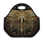 Golden Spiritual Dragonfly Print Neoprene Lunch Bag