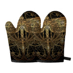 Golden Spiritual Dragonfly Print Oven Mitts
