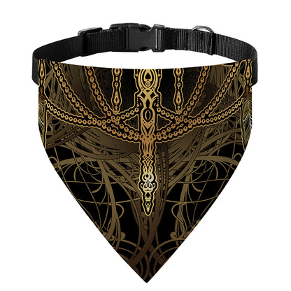 Golden Spiritual Dragonfly Print Over The Collar Dog Bandana