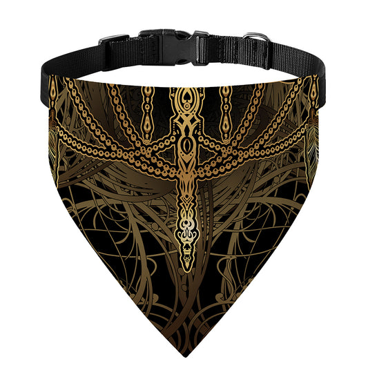 Golden Spiritual Dragonfly Print Over The Collar Dog Bandana