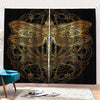 Golden Spiritual Dragonfly Print Pencil Pleat Curtains