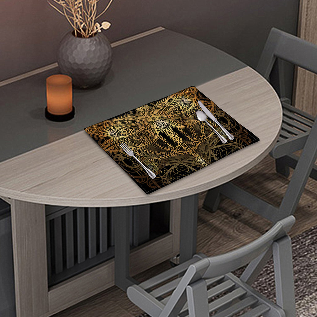 Golden Spiritual Dragonfly Print Placemat