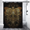 Golden Spiritual Dragonfly Print Premium Shower Curtain