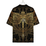 Golden Spiritual Dragonfly Print Rayon Hawaiian Shirt