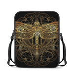 Golden Spiritual Dragonfly Print Rectangular Crossbody Bag