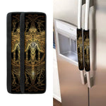 Golden Spiritual Dragonfly Print Refrigerator Handle Covers