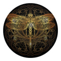Golden Spiritual Dragonfly Print Round Blanket