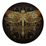 Golden Spiritual Dragonfly Print Round Blanket