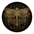 Golden Spiritual Dragonfly Print Round Floor Mat