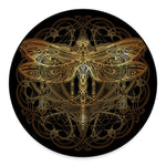 Golden Spiritual Dragonfly Print Round Floor Mat