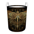 Golden Spiritual Dragonfly Print Round Laundry Basket