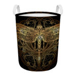 Golden Spiritual Dragonfly Print Round Laundry Basket