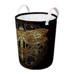 Golden Spiritual Dragonfly Print Round Laundry Basket