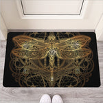 Golden Spiritual Dragonfly Print Rubber Doormat