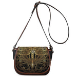 Golden Spiritual Dragonfly Print Saddle Bag