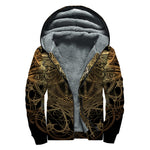 Golden Spiritual Dragonfly Print Sherpa Lined Zip Up Hoodie