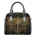 Golden Spiritual Dragonfly Print Shoulder Handbag