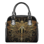 Golden Spiritual Dragonfly Print Shoulder Handbag