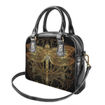 Golden Spiritual Dragonfly Print Shoulder Handbag