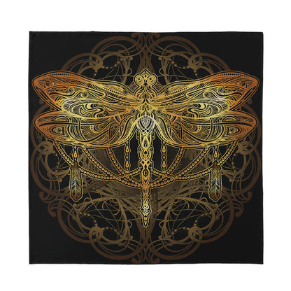 Golden Spiritual Dragonfly Print Silk Bandana