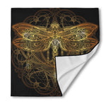 Golden Spiritual Dragonfly Print Silk Bandana