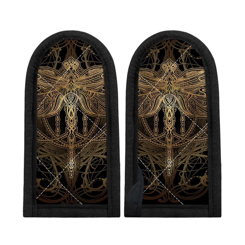 Golden Spiritual Dragonfly Print Skillet Handle Cover