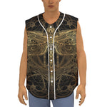 Golden Spiritual Dragonfly Print Sleeveless Baseball Jersey