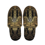 Golden Spiritual Dragonfly Print Slippers