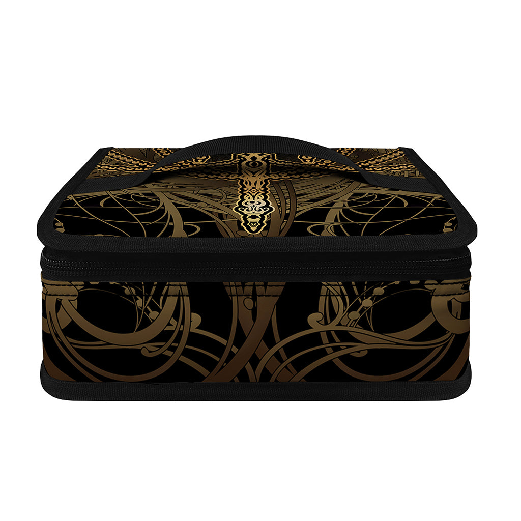 Golden Spiritual Dragonfly Print Small Lunch Bag