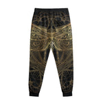 Golden Spiritual Dragonfly Print Sweatpants