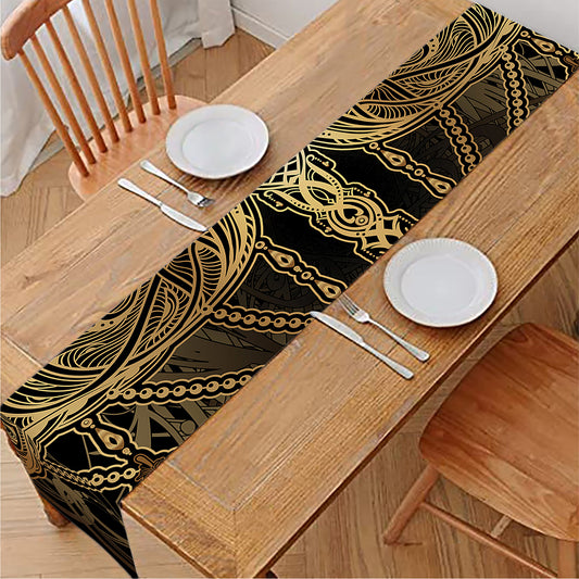 Golden Spiritual Dragonfly Print Table Runner