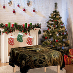 Golden Spiritual Dragonfly Print Tablecloth