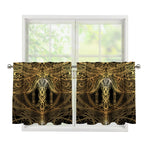 Golden Spiritual Dragonfly Print Tier Curtains