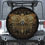 Golden Spiritual Dragonfly Print Tire Cover With Camera Hole