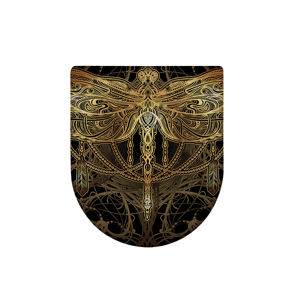 Golden Spiritual Dragonfly Print Toilet Lid Cover