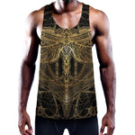 Golden Spiritual Dragonfly Print Training Tank Top