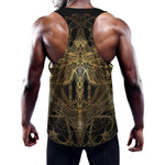 Golden Spiritual Dragonfly Print Training Tank Top