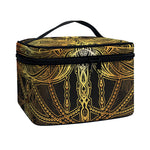 Golden Spiritual Dragonfly Print Travel Makeup Bag