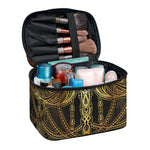 Golden Spiritual Dragonfly Print Travel Makeup Bag