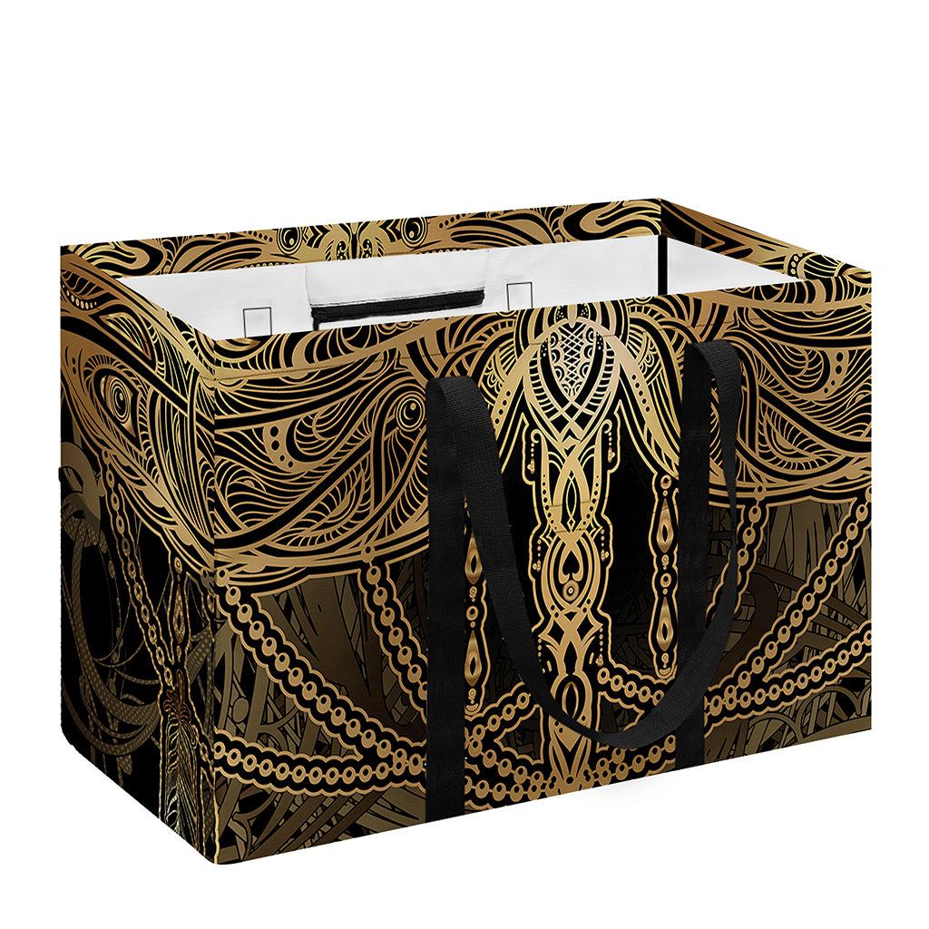 Golden Spiritual Dragonfly Print Utility Tote Bag