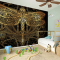 Golden Spiritual Dragonfly Print Wall Sticker