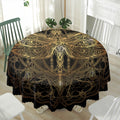 Golden Spiritual Dragonfly Print Waterproof Round Tablecloth