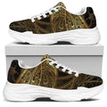 Golden Spiritual Dragonfly Print White Chunky Shoes