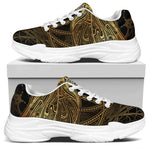 Golden Spiritual Dragonfly Print White Chunky Shoes