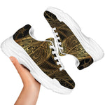 Golden Spiritual Dragonfly Print White Chunky Shoes