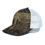 Golden Spiritual Dragonfly Print White Mesh Trucker Cap