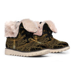 Golden Spiritual Dragonfly Print Winter Boots