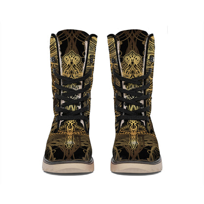 Golden Spiritual Dragonfly Print Winter Boots