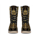 Golden Spiritual Dragonfly Print Winter Boots