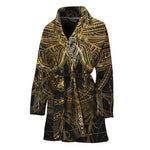 Golden Spiritual Dragonfly Print Women's Bathrobe